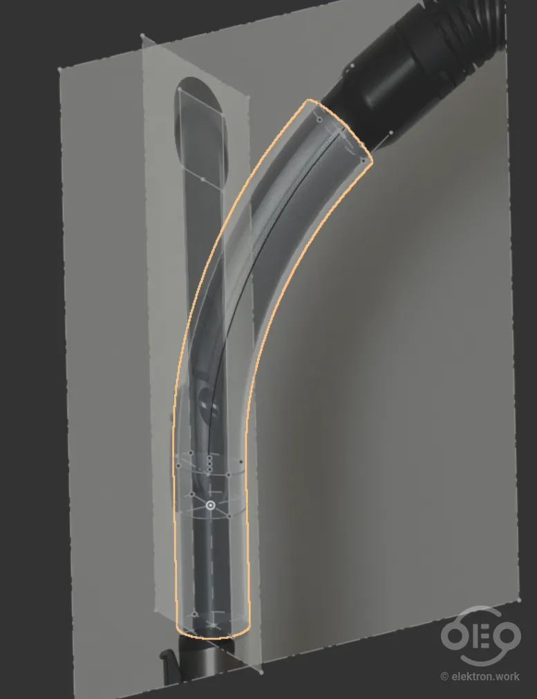 3D Model of the vacuum handle using the pictures as reference