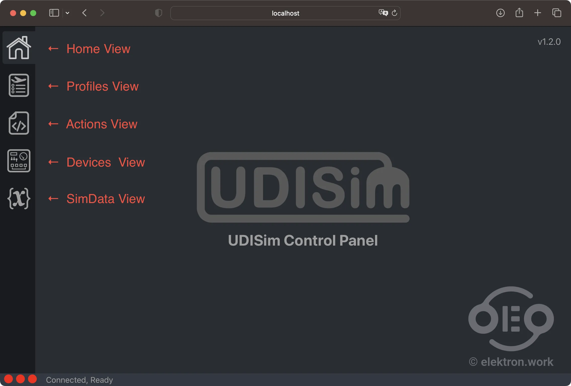 UDISim Control Panel Home View